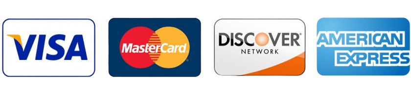 Accepted cards: Visa, Mastercard, Discover, Amex